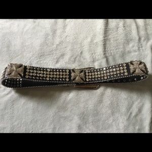 Black and Silver Cross Belt Size Small